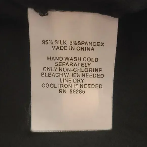 Vintage Y2K Express Black Silk Short Sleeve Blouse Medium - Picture 6 of 7